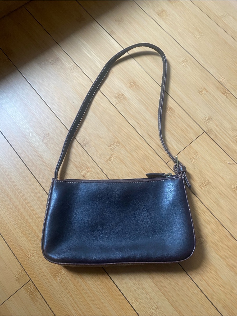 Classic Dark Brown Leather Shoulder Bag